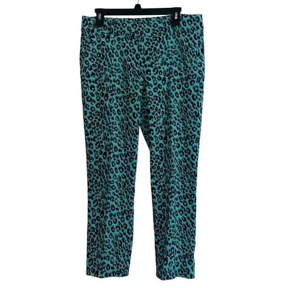 Ann Taylor aqua & black animal print pants 6 - Picture 1 of 6